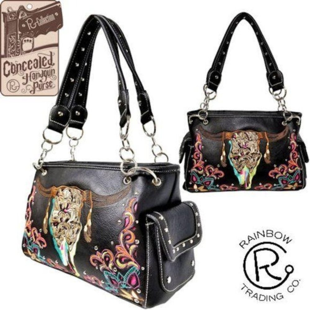 NWT Embroidered Vegan Leather Longhorn Conceal Handgun Bag